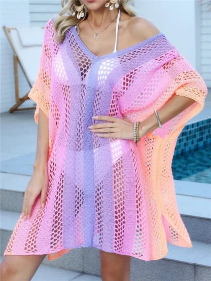 V-neck Hollow Out Dress Cover-up