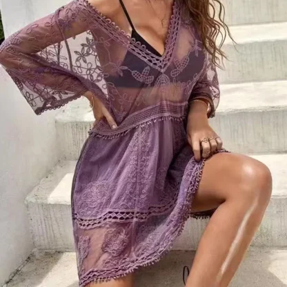 V-neck Sheer Dress Cover-ups - Image 3