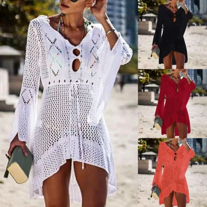 V-neck Knitted Dress Cover-ups - Image 6