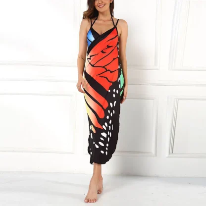 Butterfly Print Wrap Dress Cover-up - Image 2