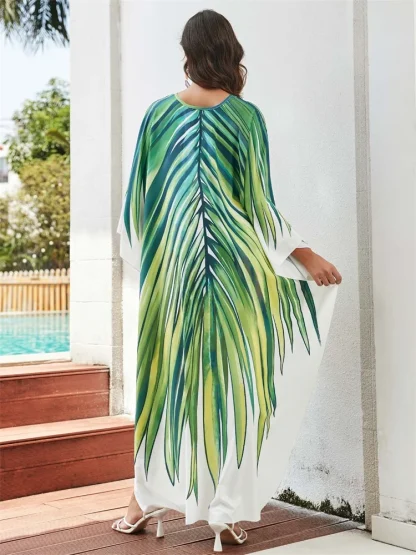 Leaf Printed Kaftan Cover-up - Image 2