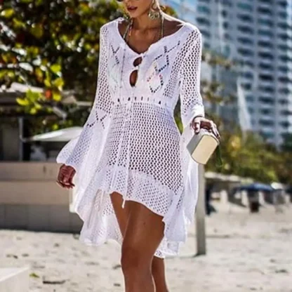V-neck Knitted Dress Cover-ups - Image 2