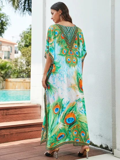 Printed V-neck Dress Cover-up - Image 2