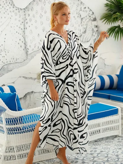 V-neck Maxi Kaftan Cover-up - Image 2