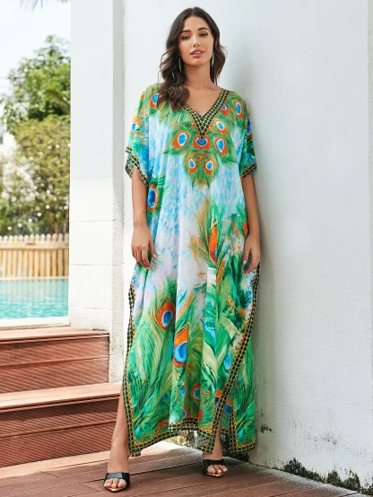 Printed V-neck Dress Cover-up - Image 6