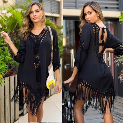 Backless Tassel Dress Cover-up - Image 6