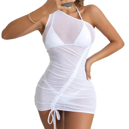 Drawstring See-through Cover-up
