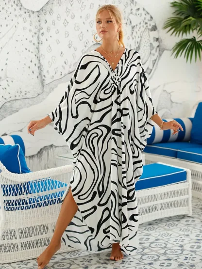 V-neck Maxi Kaftan Cover-up - Image 5