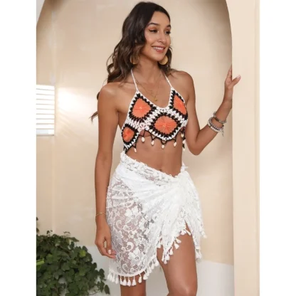 Sheer Lace Skirt Tassels Cover-up - Image 3