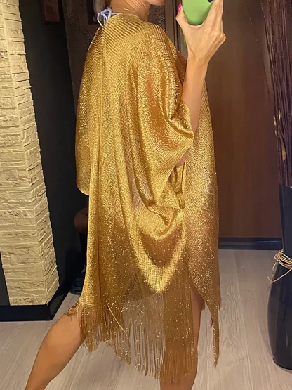 Shiny Kimono Tassel Cover-ups - Image 2