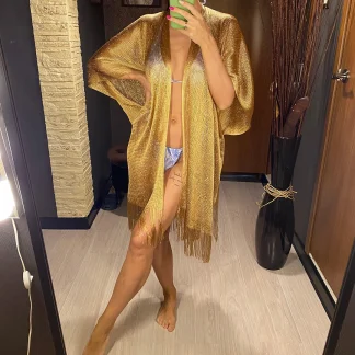 Shiny Kimono Tassel Cover-ups