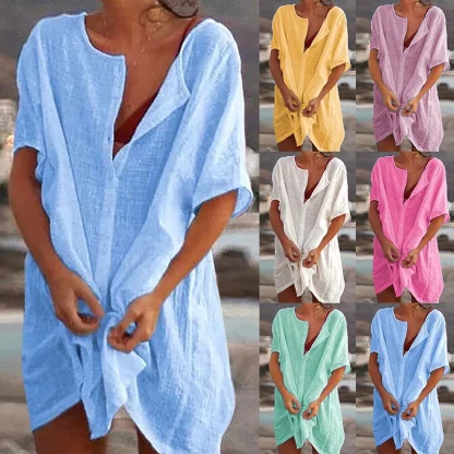 Plain Tunic Dress Cover-ups - Image 6