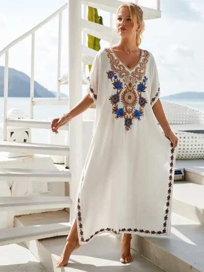 Embroidered V-neck Cover-up - Image 6