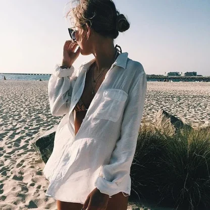 Long Sleeve Button Down Cover-ups - Image 3