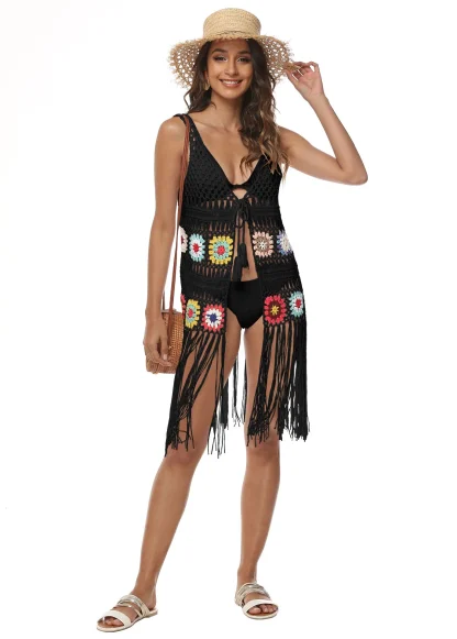 V-neck Crochet Tassel Cover-up - Image 7