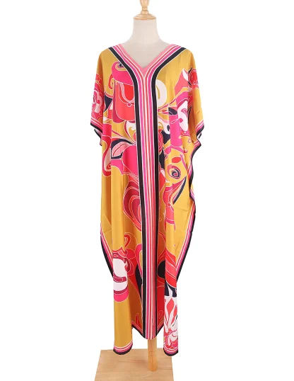 Printed V-neck Dress Cover-ups - Image 7