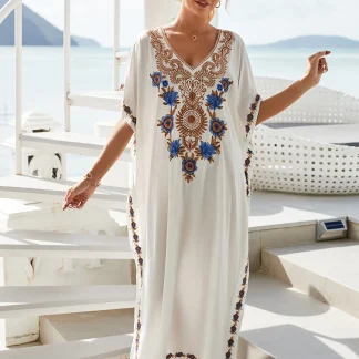 Embroidered V-neck Cover-up