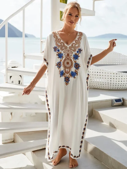 Embroidered V-neck Cover-up