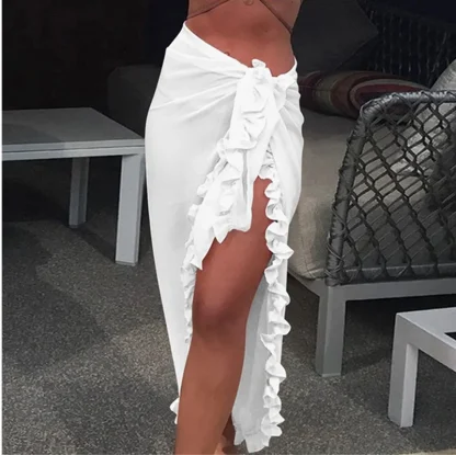 Ruffle Wrap Midi Skirt Cover-ups