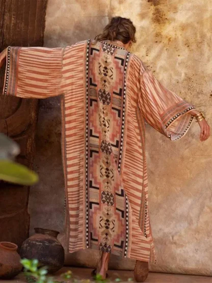 Boho Print Long Kimono Cover-ups - Image 2