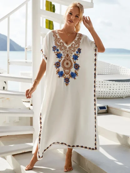 Embroidered V-neck Cover-up - Image 4
