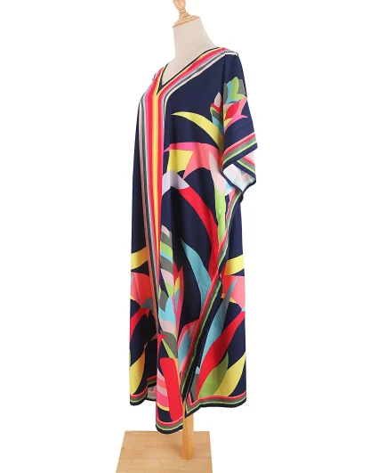 Printed V-neck Dress Cover-ups - Image 5