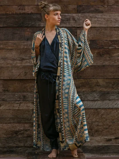 Boho Print Long Kimono Cover-ups - Image 5