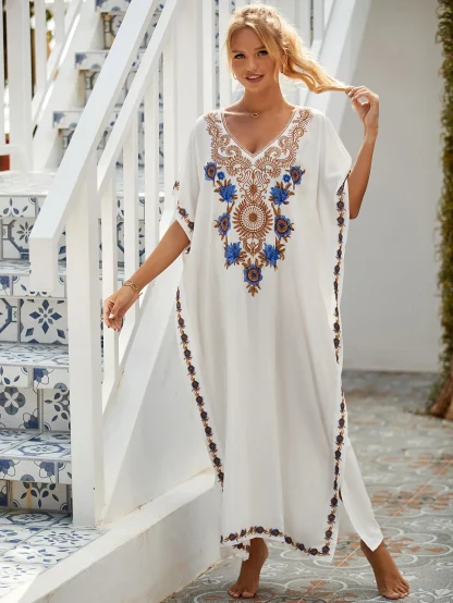 Embroidered V-neck Cover-up - Image 5