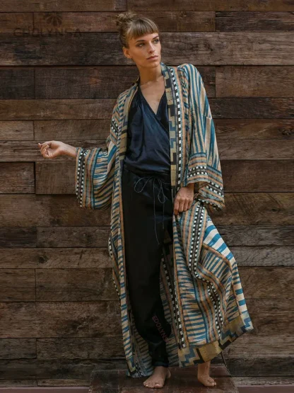 Boho Print Long Kimono Cover-ups - Image 4