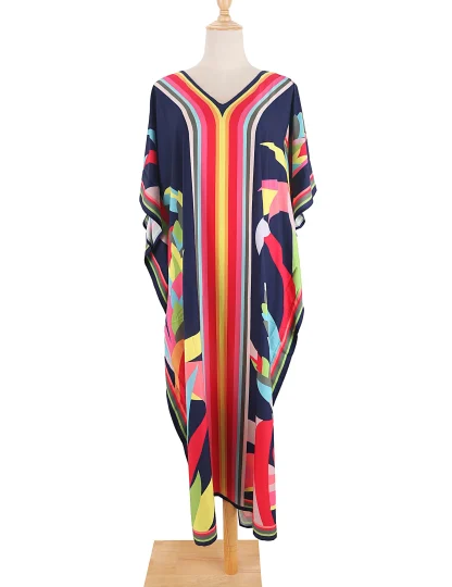 Printed V-neck Dress Cover-ups - Image 4